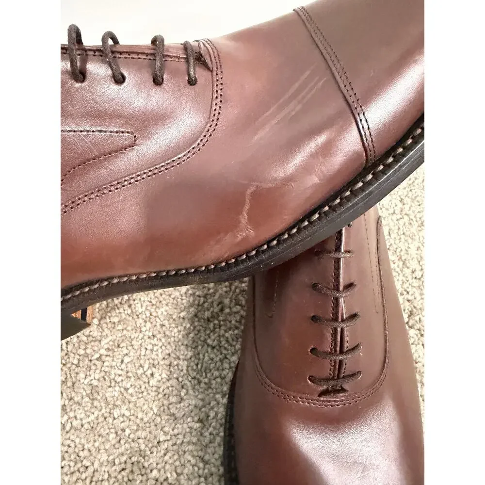 New Grant Stone Cap Toe Oxford Brown Leather Dress Shoes 9E